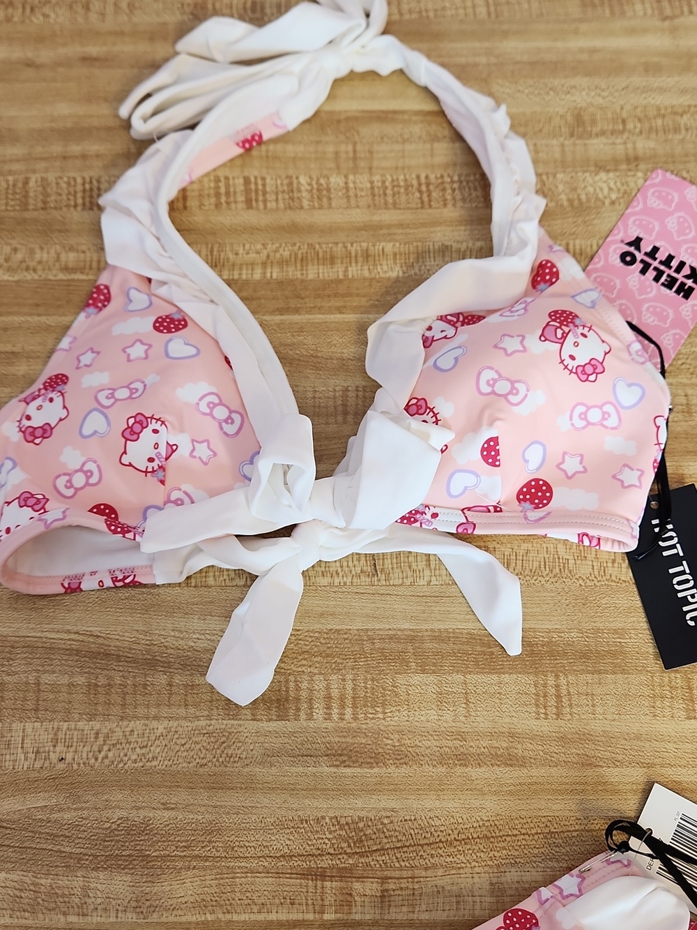 Hot Topic x Sanrio Hello Kitty Pink & White Bikini Set with Ruffle Skirt, XS - Picture 2 of 10